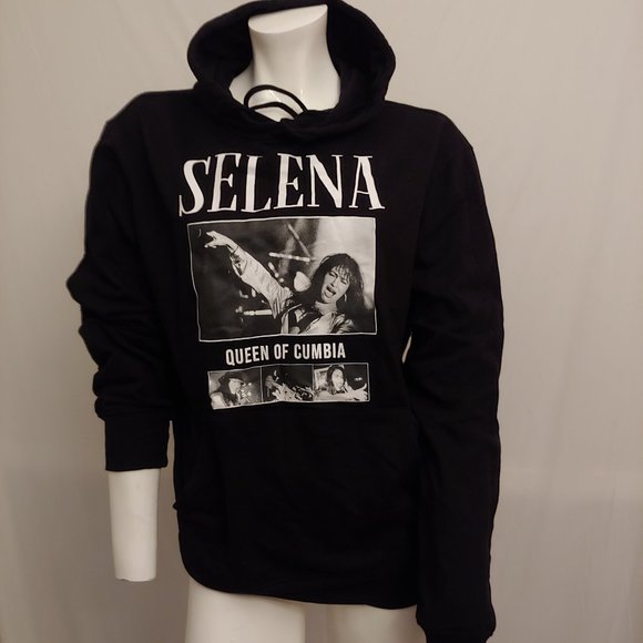 Official Selena Merchandise Tops - Official Selena Merchandise Black “Queen Of Cumbia” Hoodie